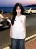 Camiseta deportiva sin mangas con diseño de gatito estilo americano estampado, camiseta de algodón puro para mujer, nuevo modelo de verano, top de alta gama para pareja