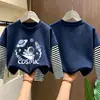 Camiseta de manga larga para niño 2026 nuevo modelo, camiseta básica de dibujos animados para niño, camiseta interior de algodón puro a rayas para otoño, estilo primavera y otoño
