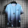 Camiseta de Seda de Gelo Masculina Verão Nova Marca Tendência Ins Verão com Capuz Manga Curta Proteção Solar Solta Tops de Estudante 1/2 Peças