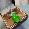 Nuevo Colgante Ruyi Incrustado de Calcedonia Verde Hielo de Alta Calidad Plateado, Colgante de Jade con Forma de Corazón y Hoja de Ágata Verde para Mujer