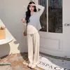 Traje para mujer embarazada nuevo de otoño e invierno 2024 versión coreana de chaqueta con capucha de media cremallera de estilo casual suelto perezoso, pantalones de pierna ancha