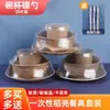 Caja de cáscara de arroz vajilla desechable tazón palillos plato taza traje comida hogar banquete de boda picnic tazón de arroz juego de tres o cuatro piezas