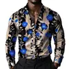 Camisa Masculina de Manga Longa com Estampa Digital Vintage 2026, Moda Independente Transfronteiriça Estilo Europeu e Americano Camisa Plus Size