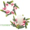 Guirnalda de Candelabros de Eucalipto Decoración Navideña Guirnalda Círculo de Cera Rosa Accesorios para Ventana Mesa de Comedor Arreglo de Boda Flores Artificiales