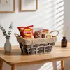 Cesta de Almacenamiento de Escritorio, Cesta de Almacenamiento Tejida de Cuerda de Papel, Cesta de Almacenamiento para Cosméticos y Artículos de Tocador, Caja de Almacenamiento para Snacks y Artículos Varios de Mesa de Café