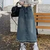 Falda Larga de Mezclilla Vintage con Flecos y Borlas, Nuevo Estilo de Invierno, Tiro Alto, Corte Holgado, Favorecedora, Versátil, Falda Larga de Línea A, Algodón