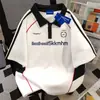 Camiseta Polo Manga Curta Algodão 100% Puro Estilo Retrô Americano para Homens e Mulheres, Verão Soltinha Emagrecedora Comprimento Médio Tops para Casal
