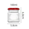 Botella de Vidrio Transparente Rayada Verticalmente de Boca Ancha para Estofado Fresco, Botella Vacía de Gelatina de Pescado, Botella Selladora para Mermelada Casera de Gelatina de Leche, Botellas de Empaque al por Mayor