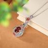 Yilu prata s925 prata esterlina banhado a ouro hetian jade sangue âmbar maré nacional cloisonne nuvem auspiciosa lótus oco pipa pingente de prata