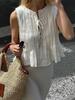 Top Plisado sin Mangas 2025 Moda Europea y Americana para Mujer Lazo Algodón y Lino Camisa Chaleco Simple de Color Sólido para Mujer