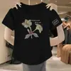Comércio Exterior Transfronteiriço~Camisetas de verão com manga curta de alta qualidade com desconto para mulheres de meia-idade e idosas, blusas folgadas plus size para mães