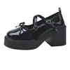 Sapatos Mary Jane Plataforma com Salto Grosso Pretos para Mulheres, Novo Modelo 2026, Salto Alto Estilo College, Estilo Nicho para Mulheres Baixinhas, Sapatos de Couro Jk