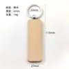 Llavero de madera de haya en stock con grabado láser e impresión de logotipo, colgante de llavero de madera pequeño y creativo