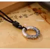 Chapado en Plata Chapado en Plata Hebilla Xiangyun Ping An Colgante para Hombre Sólido Retro Pareja Moda Personalidad Colgante Cordón Hombres y Mujeres Colgante
