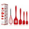 En stock Juego de 5 piezas de utensilios de cocina de silicona de colores, todo incluido, olla para saltear, cuchara para cocinar, pala, herramientas para hornear.
