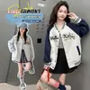 Chaqueta cárdigan de otoño para niñas 2026 Modelo Nuevo para Niñas Mayores, Estilo Primavera y Otoño, Chaqueta de Béisbol Bordada para Niños y Estudiantes de Secundaria
