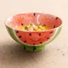 Tazón de Sandía con Cara Sonriente Pintado a Mano de Fábrica Tazón de Arroz Cerámico para el Hogar Tazón de Sopa Color Bajo Esmalte de Hotel Tazón de Desayuno Tazón de Ensalada de Frutas