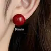 [Té de Durazno] Pendientes Redondos Planos Geométricos Retro Blanqueadores Pendientes de Temperamento Rojo de Año Nuevo para Mujer Pendientes Casuales de Alta Gama