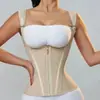 Cubierta de Cintura de Malla Transfronteriza de Alta Elasticidad con 15 Huesos Cremallera Rectificadora Hebilla Chaleco Moldeador Corporal Retro Cinturón Abdominal