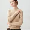 Suéter de cachemira para bebé para mujer, nuevo estilo otoño e invierno, cuello medio alto engrosado, diseño de punto trenzado, elegante y adelgazante, perfecto como capa base