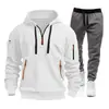 2026 Nueva Moda Deportiva Otoño-Invierno Transfronteriza Sudadera con Capucha y Pantalones Deportivos para Hombre, Conjunto Deportivo con Sudadera con Capucha y Cremallera Multibolsillos