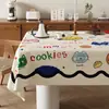 Toalha de Mesa Desenho Animado, Sem Lavagem, Impermeável, À Prova de Óleo, Resistente ao Calor, Estilo Dopamina Creme, Toalha de Mesa Retangular, Protetor de Mesa, Chá
