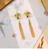 Pendientes de Estilo Chino, como de Hada, de Nicho, Abanico Nacional con Forma de Oreja, Pendientes Largos Vintage de Borla Elegantes para Cheongsam