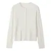 Cardigan de Punto Redondo Estilo Old Money para Mujer Manga Larga Corta Ropa Interior Suéter Retro de Punto Trenzado Capa Base Estilo Otoño Chaqueta Pequeña