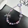 Nueva cadena para teléfono de cristal con forma de corazón totalmente de diamantes con un tacto lujoso, cordón para teléfono con forma de lazo, accesorio de llavero corto