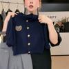 Cardigan Suéter de Punto Redondo Versátil de Moda Estilo Preppy Retro para Niños y Niñas Otoño e Invierno 2025