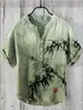 Camisa de Manga Corta con Cuello en V de 3 Botones, Estampado Digital, Paisaje de Carpas 3D Digital con Transferencia de Calor, Transfronteriza Europea y Americana 2024