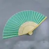 Ventilador de seda de cor sólida para casamento mais vendido no AliExpress, lado único em tecido de seda, ventilador feminino, para casamento estrangeiro com convite de mão