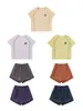 Conjunto Esportivo de Verão 2026 para Meninos Wulibuyi, Camiseta Casual Simples de Manga Curta com Shorts Listrados Color Block para Crianças