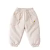 Pantalones Cálidos de Abrigo Otoño/Invierno para Bebé Clase A Infantil Pantalones Acolchados Engrosados 120g Niños y Niñas Bolsillos Puños Elásticos Forro Polar Añadido