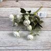 Pintura a óleo estilo europeu 8 cabeças pequeno Botão de Chá flor artificial decoração de casa decoração de mesa projeto flor artificial flor de seda atacado transfronteiriço
