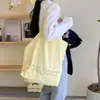 Set Bolsa de Lona Rayada Doble Cara Estilo Coreano Moda Bolso Tote Casual Bolso de Hombro Simple Versátil Gran Capacidad