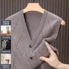 Chaleco Grueso de Punto con Cuello en V para Hombre, Nuevo Estilo Otoño/Invierno, Cárdigan Suéter Cálido Casual a la Moda para Personas de Mediana Edad y Mayores
