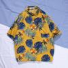 Verão Masculino Estampado plus size Camisa de manga curta Praia Quick-drying Camisa solta Havaí Praia Férias Suíte de Viagem
