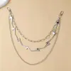 Cadena de Cintura de Moda Transfronteriza Doble Capa Cadena Metálica de Rayo Accesorios para Falda de Mezclilla de Mujer Cadena Metálica Fina para Cintura Venta al por Mayor