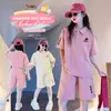 Conjunto de Camisa Polo Estilo Preppy de Verão para Meninas, Conjunto de Shorts Esportivos Soltos de Manga Curta da Moda e Estiloso para Crianças Mais Velhas