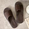 Pantuflas de Cuero Haining para Hombre Verano Interior Hogar Piso de Madera Cuero Genuino Hombre Hogar Antideslizante Pantuflas de Piel de Vaca para Hombre