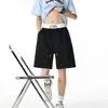 Shorts de basquete casual americano azul escuro de cinco pontas para homens, calças esportivas soltas de verão para corrida e treinamento