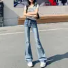Pantalones de Mezclilla Azules Vintage Micro La Jeans para Mujer Verano 2025 Nuevos de Tiro Bajo Ajustados Adelgazantes Elásticos con Forma de Herradura