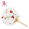 Fabricantes venden abanico redondo de estilo japonés con mango redondo abanico redondo de promoción publicitaria abanico redondo para jugar mujeres cubierta de ventilador al por mayor