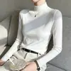 Camisa fina de malha fina com gola alta meia para mulheres, novo top interno de outono e inverno, suéter liso de corte justo, transfronteiriço
