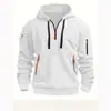 Moletom com Capuz e Zíper Multibolsos Pulôver Jaqueta Esportiva Casual Masculina Primavera e Outono 2024 Transfronteiriça