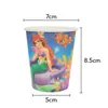 Sirena de Tres Generaciones en stock Suministros para Fiesta de Cumpleaños Infantil de Dibujos Animados Amazon Taza de Papel Bandeja de Papel Vajilla de Taza de Papel