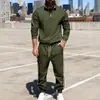 Outono e Inverno Americano Transfronteiriço Novo Masculino Pesado Casual Esportivo Tendência Tira Contrastante Gola Alta Suéter para o Dia a Dia Conjunto