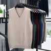 Chaleco de Punto Simple con Cuello en V para Hombre, Hilo Jaspeado Bicolor, Anti-Pilling, Top sin Mangas, Suave, Pilling, Garantía de Devolución de Dinero