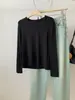 Colección de otoño e invierno: Camiseta de manga larga de algodón con textura de mousse, elástica y adelgazante, con cuello mao, estilo coreano, capa base versátil para mujeres jóvenes